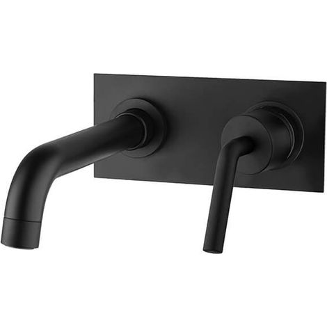 Miscelatore lavabo a muro con piastra nero opaco serie Lumos Jacuzzi Rubinetteria (1/2)