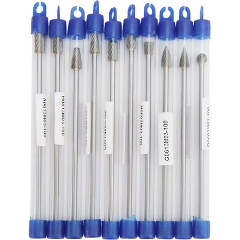 Juego de 10 limas rotativas de carburo, limas de rectificado multifuncionales con vástago de 3 mm para automoción, náutica y aviación (1/5)