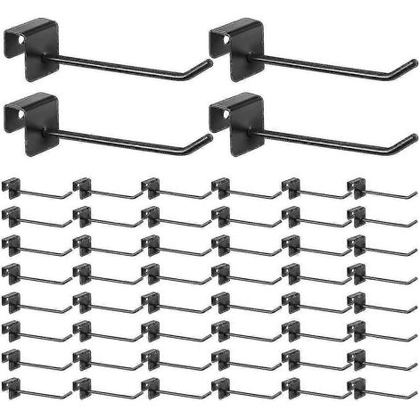 48 crochets muraux en métal noir de 10 cm (4 pouces) pour panneaux, crochets carrés pour tubes et vêtements. (1/5)