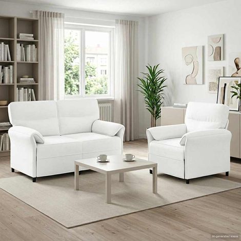 vidaXL Set di divani 2 pz Bianco Tessuto (1/5)