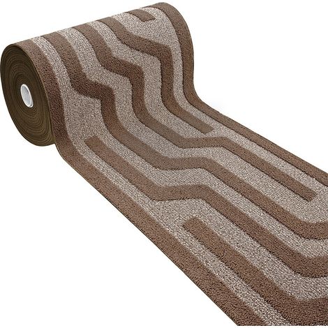 Tapis De Cuisine Rayé 3D Au Mètre H57 Doux Bordé Coureur D'Entrée Absorbant Antidérapant - Marron (1/4)
