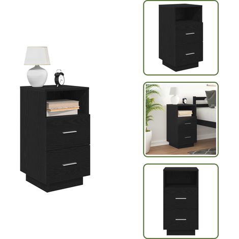 Nachttisch mit 2 Schubladen Schwarz 36x36x68 cm - Nachttisch - Nachttische - Nachtschrank - Nachtkonsole