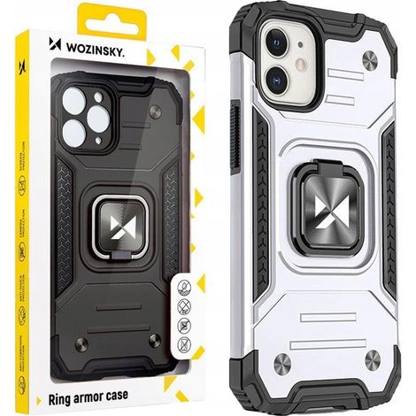Funda Wozinsky Ring Armor para iPhone 14, cubierta reforzada con soporte magnético y anillo azul. (1/5)