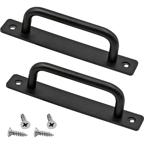 Poignée de porte, lot de 2 poignées robustes pour porte de grange coulissante, poignée de porte à pousser avec plaque arrière, poignée de porte en alliage d'aluminium pour meubles (1/5)