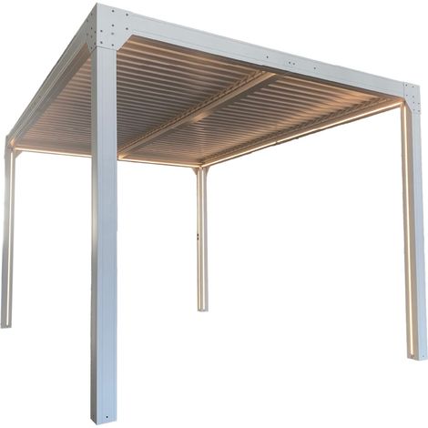 Pergola Bioclimatique de Jardin Gardiun Somerset 300x400x248 cm - 12m² Aluminium Blanc Autoportante Éclairage LED y Lames Réglables Orientables (1/5)