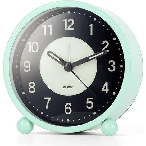 Réveil lumineux de 11,4 cm (4,5 pouces) - Mouvement silencieux, grands chiffres lisibles, réveil de chevet rétro compact, rechargeable, vert (1/5)