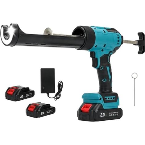 Pistolet à calfeutrer sans fil pour Makita 18 V, pistolet à mastic électrique en silicone, applicateur pour cartouches de 300 ml avec 2 batteries, 6 vitesses réglables, lumière LED, anti-goutte pour (1/5)