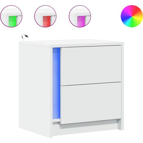 Maison Exclusive - Nachttische mit LED-Leuchten 2 Stk. Weiß Holzw