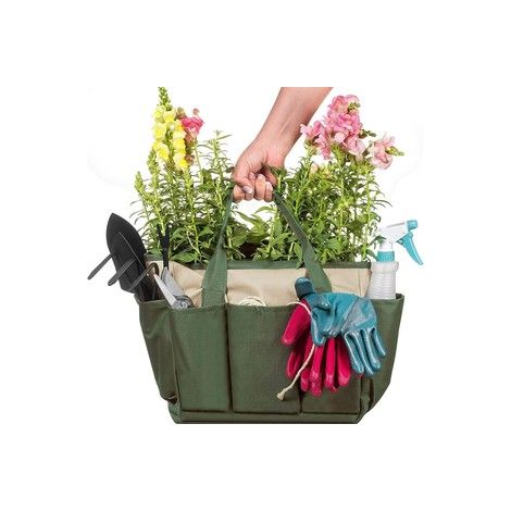 Sac de rangement multi-usages pour outils de jardin, grand format portable, pochette extérieure camping, Composition : 481830, Couleur : vert et kaki (1/5)