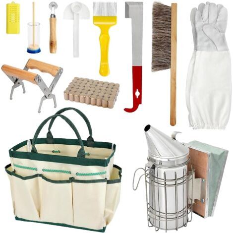 12PCS apiculture Starter Kit apiculture kits, Bee Bee Room Tools apiculture smoker kits, apiculture kits tous les outils apiculture apiculture kits et équipements pour débutants et professionnels (1/5)