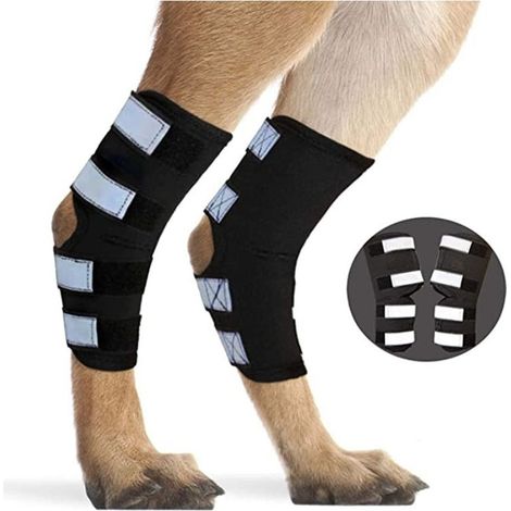 1 paire d'attelles pour pattes arrière de chien, support d'articulation du jarret arrière pour chien avec sangles réfléchissantes de sécurité pour la protection contre les blessures articulaires et le (1/4)