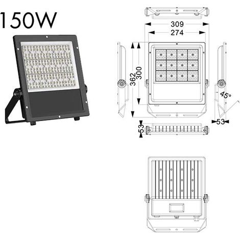 PROJECTEUR ROCK SYMETRIQUE 150W 3000K IP67 ASLED ROCK27S90