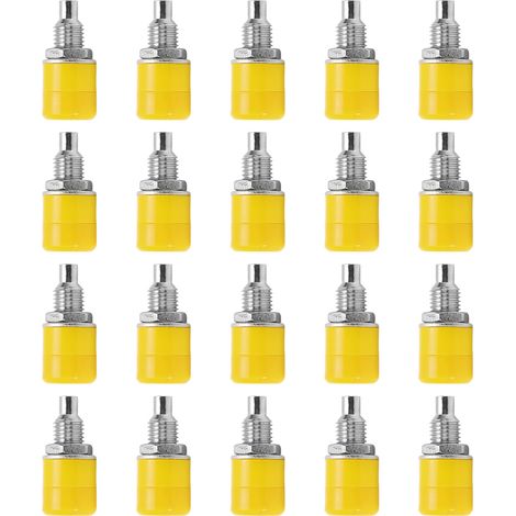 20 Prises Banane Femelle Cuivre 24.070 4mm Adaptateur Jack Banane Nickelé Jaune pour Appareils Électroniques (1/5)