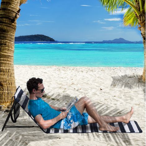 Asiento playa plegable reclinable rayas azul OKMYHOME (1/3)
