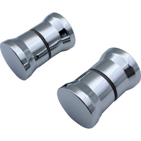 Set of 2 pairs of round shower door handles made of chrome glass - spare parts for shower enclosures and shower walls (1/5)