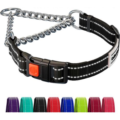 Collier réfléchissant CollarDirect pour chien, collier martingale, boucle à dégagement latéral, chaîne, collier de dressage réglable pour animaux de compagnie (1/4)