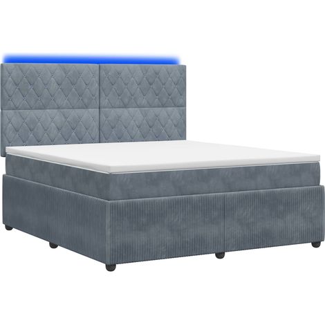 Maison Exclusive - Lit boxspring LED avec matelas Gris foncé 160 x 200 cm Velours (1/5)