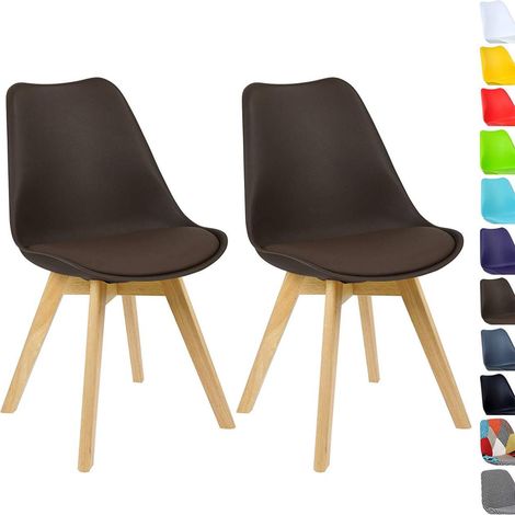 WOLTU 2 x Esszimmerstühle 2er Set Esszimmerstuhl Design Stuhl Küchenstuhl Holz, Braun