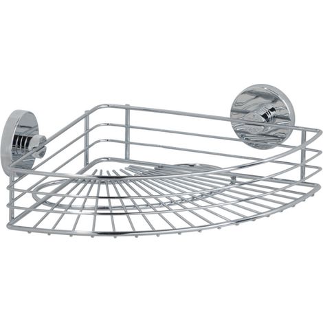 Étagère d'angle de douche murale – Fixation Vacuum-Loc® sans perçage – Acier inox – Charge 33kg – Dimensions 35x9x22,5 cm – Chromé
