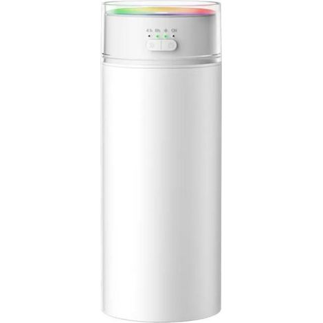 Humidificateur d'air 500ml avec minuterie, lumière d'ambiance LED, silencieux, portable, diffuseur maison bureau blanc