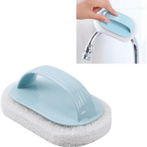 Éponge de Nettoyage avec Manche pour Surfaces de Bain, Cuisine et Escalier Bleu - Fiber PP Durable, Design Ergonomique (1/5)