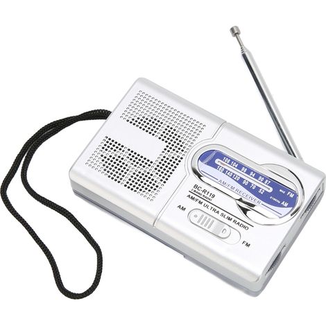 Radio portable mini AM/FM multifonction gris argenté (BC-R119, sans pile) (1/5)