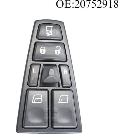 Part number 20752918 is suitable for Volvo trucks it is the 24V front left window regulator switch, the main window regulator switch.