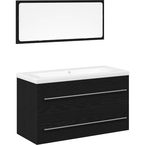 Maison Exclusive - Armadio per Lavabo da Bagno con cassetto 3 pcs Rovere Nero (1/5)