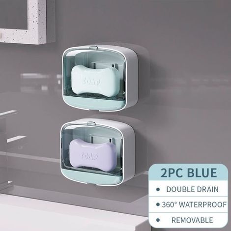 Porte-savon - Non spécifié - 2PC - Étanche - Résistant à l'humidité - Plastique bleu