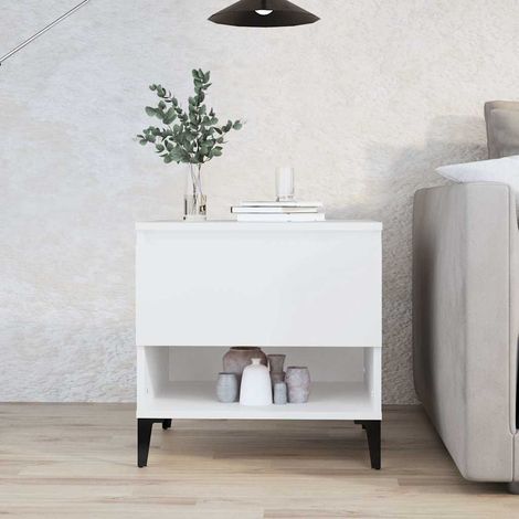 vidaXL Table d'appoint Blanc 50x46x50 cm Bois d’ingénierie (1/5)