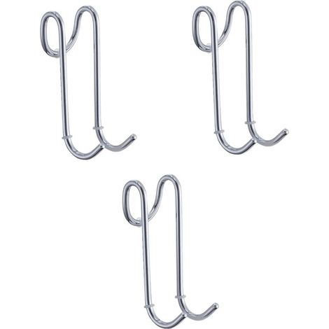 Crochets de porte - 11,5 x 4,4 cm - Argent - Acier inoxydable - Crochets porte-serviettes - Crochets pour paroi de douche (embouts non inclus) - Lot de 3 (1/5)