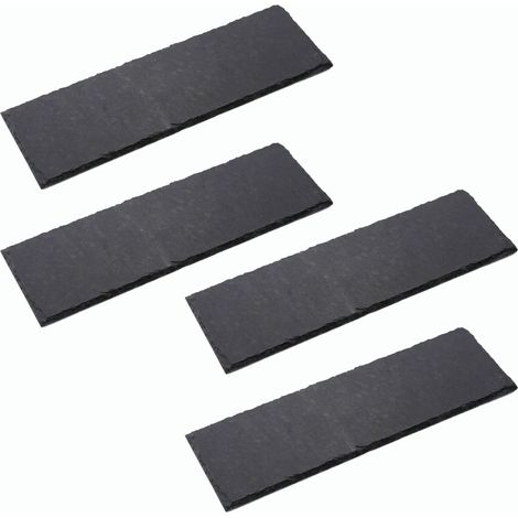4 assiettes en ardoise rectangulaires (40 x 30 x 0,5 cm) Service à sushi Assiette de service Assiette en pierre noire Assiette à dessert