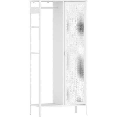 Mobiletto/scaffale per camera da letto 180 x 80 x 45 cm con 4 ripiani acciaio bianco 030008876