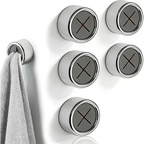 5 Porte-torchon, Crochet adhésif sans perçage, Support mural ABS, Pour cuisine et salle de bain