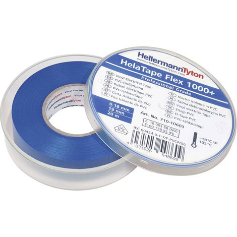 HellermannTyton HelaTape Flex 1000+ 710-10603 Nastro isolante HelaTape Flex 1000+ Blu (L x L) 20 m x 19 mm 1 pz. (1/2)