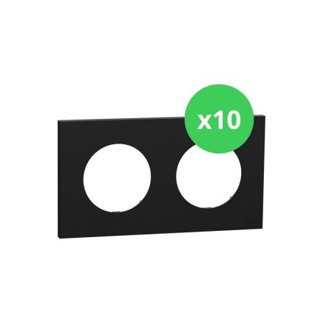 Schneider - Odace 2025 - LOT de 10 Plaques de finition 2 postes - Noir onyx - Ru00e9f : S940704 x 10 (1/5)
