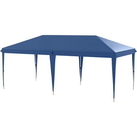 Carpa plegable 6x3 m altura ajustable 3 niveles antí-UV marco acero azul con bolsa transporte (1/5)