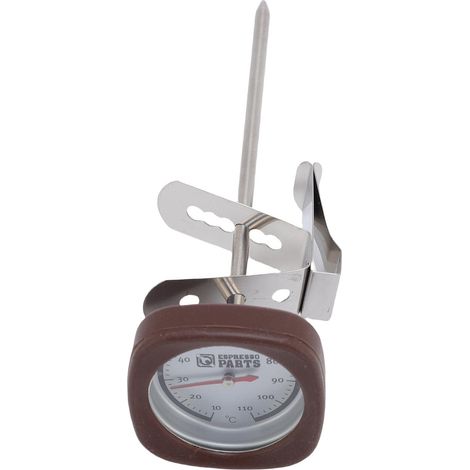 Thermomètre à lait lecture instantanée avec pince Acier inoxydable 304 Carré Marron pour café chocolat boisson (1/5)