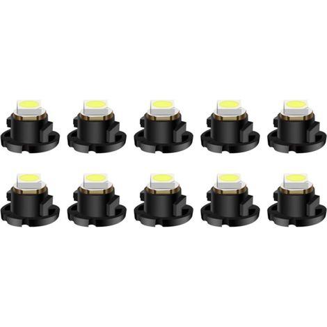 10PCS T4.2 Ampoules LED Wedge Dashboard Light, 1 SMD 6000K Blanc Intérieur Ampoules Voiture Auto Tableau De Bord Instrument Lecture (1/5)