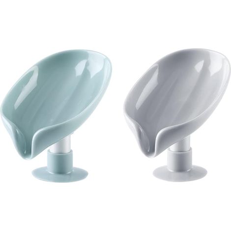 Porte-savons à ventouse en forme de feuille avec fonction de drainage pour salles de bains (lot de 2)
