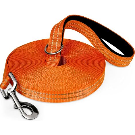 Dog Lead, 5 m, 10 m, 18 m, Extra Long Nylon Dog Lead with Handle, for Medium and Large Dogs, for Training, Walking and Outings by the Sea (Orange-5M) (1/5)