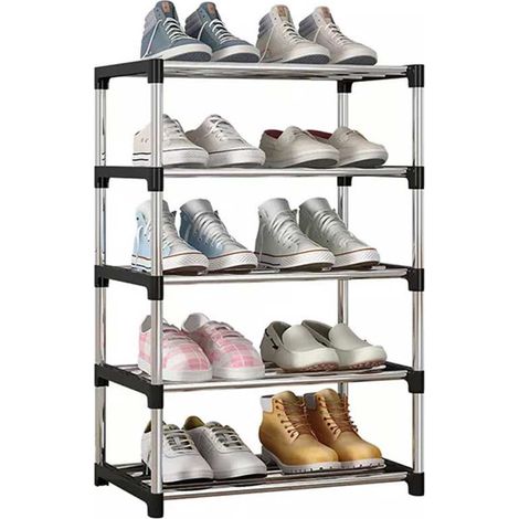 Scarpiera impilabile portascarpe scaffale 5 ripiani Organizer Scarpe salvaspazio (1/4)