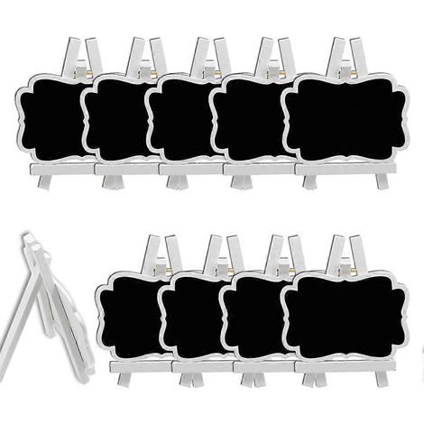 Lot de 10 cartes de mariage, mini-panneaux ardoise, marque-places, étiquettes de jardin, piquets, étiquettes pour légumes-White