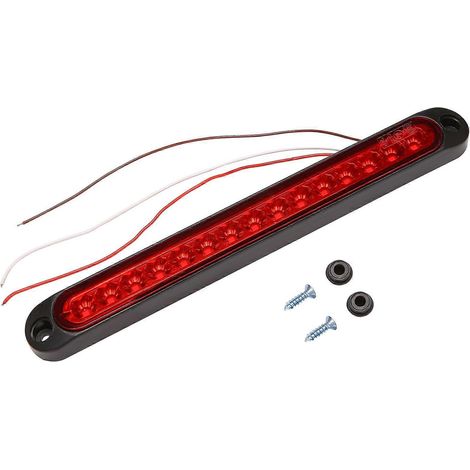 Barre lumineuse étanche de 10 pouces pour camions et remorques de camping-cars, avec 15 feux de freinage rouges à DEL.