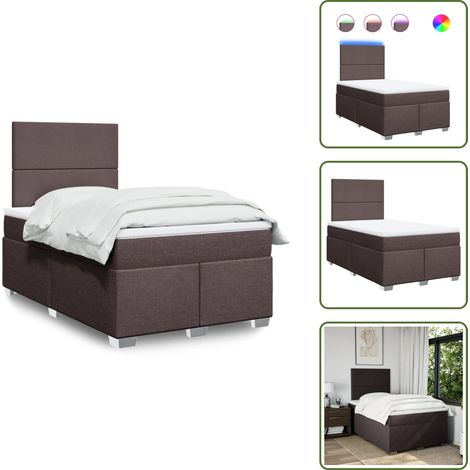 Sommier à lattes de lit et matelas marron foncé 120x190cm tissu - Sommier À Lattes De Lit - Sommiers À Lattes De Lit - Lit - Meuble De Chambre À Coucher (1/5)