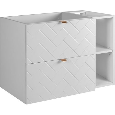 Mobile da bagno, Bianco Opaco, 80 x 57 x 46 cm, maniglie oro (1/5)