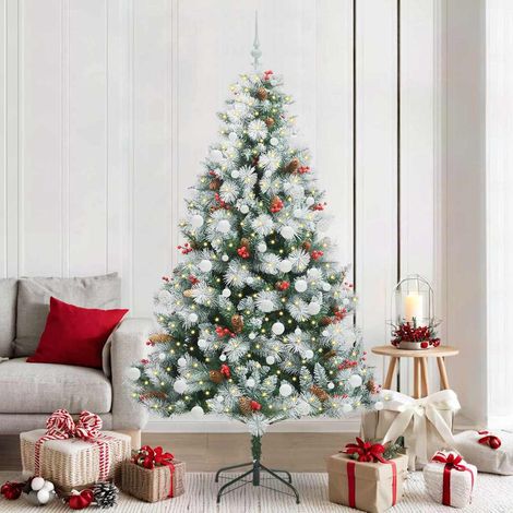 vidaXL Künstlicher Weihnachtsbaum Grün und Weiß 210 cm (1/5)