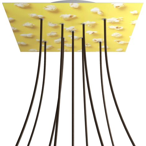 creative cables - Rosone XXL Rose-One quadrato, 400 mm con 9 fori a X e 4 fori laterali - PROMO - Pop-Corn
