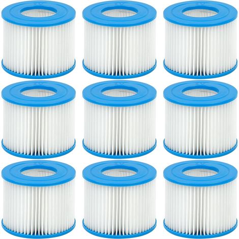 Filtre Spa VI, Compatible avec Bestway, Lay-Z Spa, Intex, Coleman SaluSpa 90352E, Convient pour Toutes avec Filtre de Type VI les Piscines, Bain à remous Gonflables, Filtre VI Lavable, 9 Pièces (1/5)