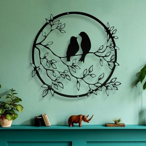 Décoration Murale En Métal, Signe D'oiseau Figurine Décoration Murale Silhouette D'oiseau Art Sculpture Murale Rond Pour Décoration Murale, De Salon, De Chambre (1/5)